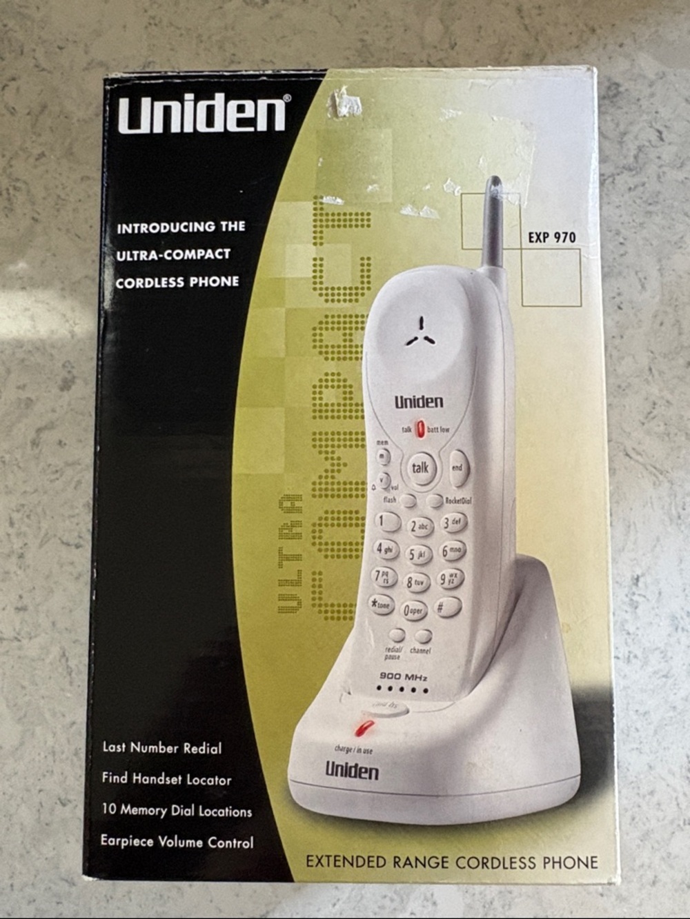 UNIDEN EXP970 900MHz Compact Cordless Phone Vintage White rocketdial NEW